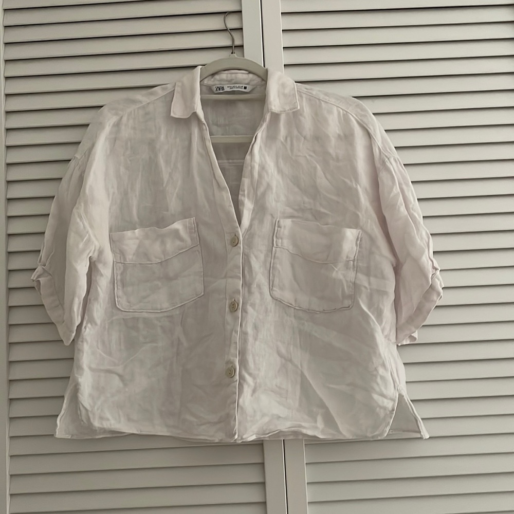 Zara linen button down shirt